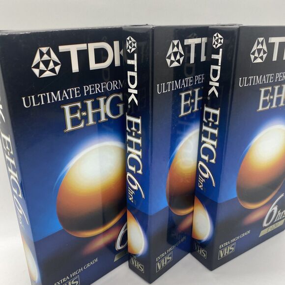 Lot of 3 TDK Ultimate Performanc EHG T-120 Blank VHS Tapes 6 Hours New Sealed - Picture 4 of 6